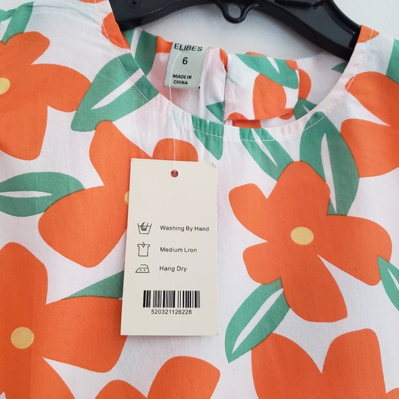 Girl's Cotton Summer Dress Short Ruffled Sleeve - Picture 3 of 5